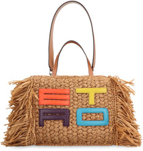 Load image into Gallery viewer, Fringed raffia tote bag
