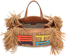 Load image into Gallery viewer, Fringed raffia tote bag