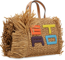 Load image into Gallery viewer, Fringed raffia tote bag