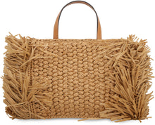 Load image into Gallery viewer, Fringed raffia tote bag