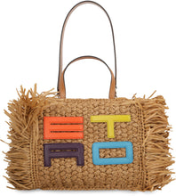 Load image into Gallery viewer, Fringed raffia tote bag