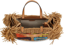Load image into Gallery viewer, Fringed raffia tote bag