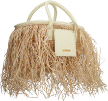 Load image into Gallery viewer, Le Panier Soli fringed raffia tote bag