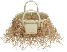 Load image into Gallery viewer, Le Panier Soli fringed raffia tote bag