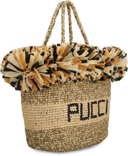 Load image into Gallery viewer, Fringed raffia tote bag