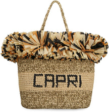 Load image into Gallery viewer, Fringed raffia tote bag