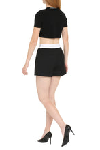 Load image into Gallery viewer, Logo-jacquard trim cropped cardigan