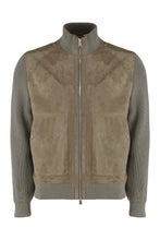 Load image into Gallery viewer, Leather jacket with mixed cotton sleeves