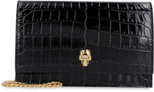 Load image into Gallery viewer, Skull croco-print leather clutch