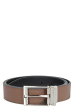 Load image into Gallery viewer, Leather and tartan fabric reversible belt