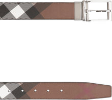 Load image into Gallery viewer, Leather and tartan fabric reversible belt