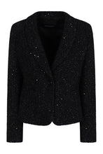 Load image into Gallery viewer, One-button jacket in bouclé fabric