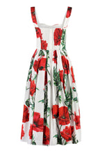 Load image into Gallery viewer, Floral print poplin dress with pleated ruffles