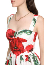 Load image into Gallery viewer, Floral print poplin dress with pleated ruffles
