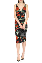 Load image into Gallery viewer, Draped silk sheath-dress