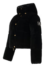 Load image into Gallery viewer, Puffer jacket in velvet with hood