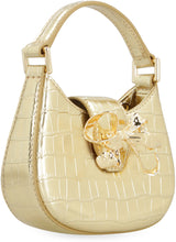 Load image into Gallery viewer, Croc Crescent Bow leather micro bag