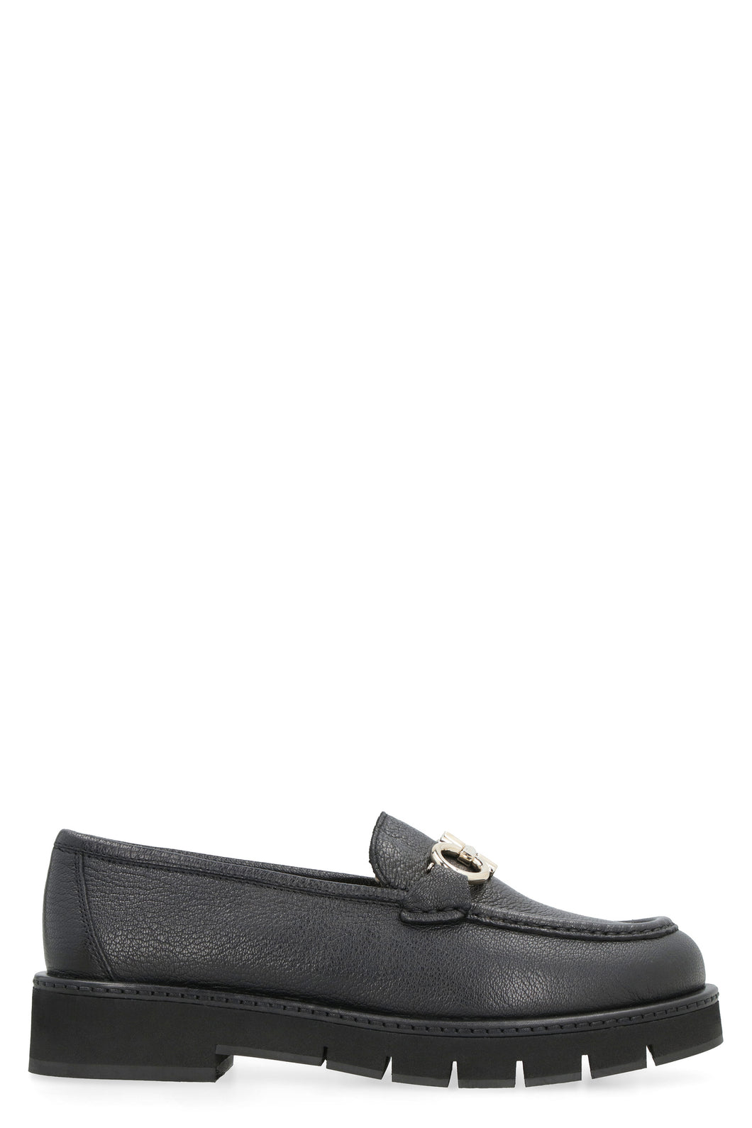 Logo detail leather loafers