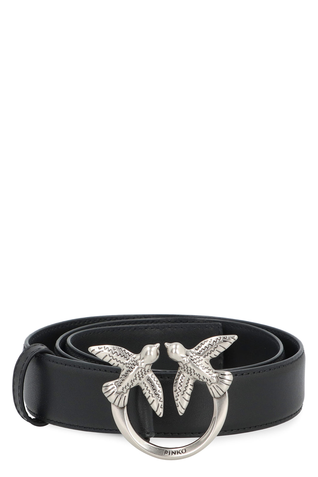 Logo buckle leather belt
