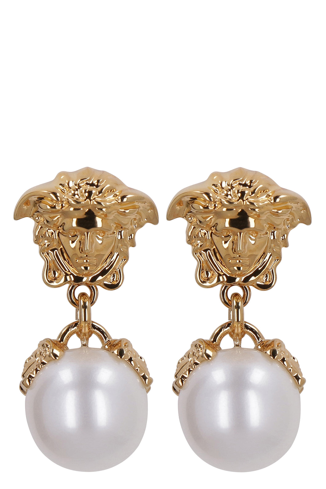 Medusa-head pearl-drop earrings