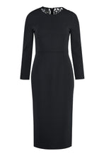 Load image into Gallery viewer, Microtrone lace detail crêpe dress
