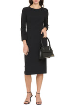 Load image into Gallery viewer, Microtrone lace detail crêpe dress
