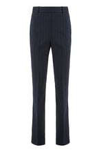 Load image into Gallery viewer, Straight chalk-striped trousers in wool blend
