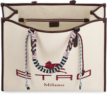 Load image into Gallery viewer, Canvas and leather tote bag
