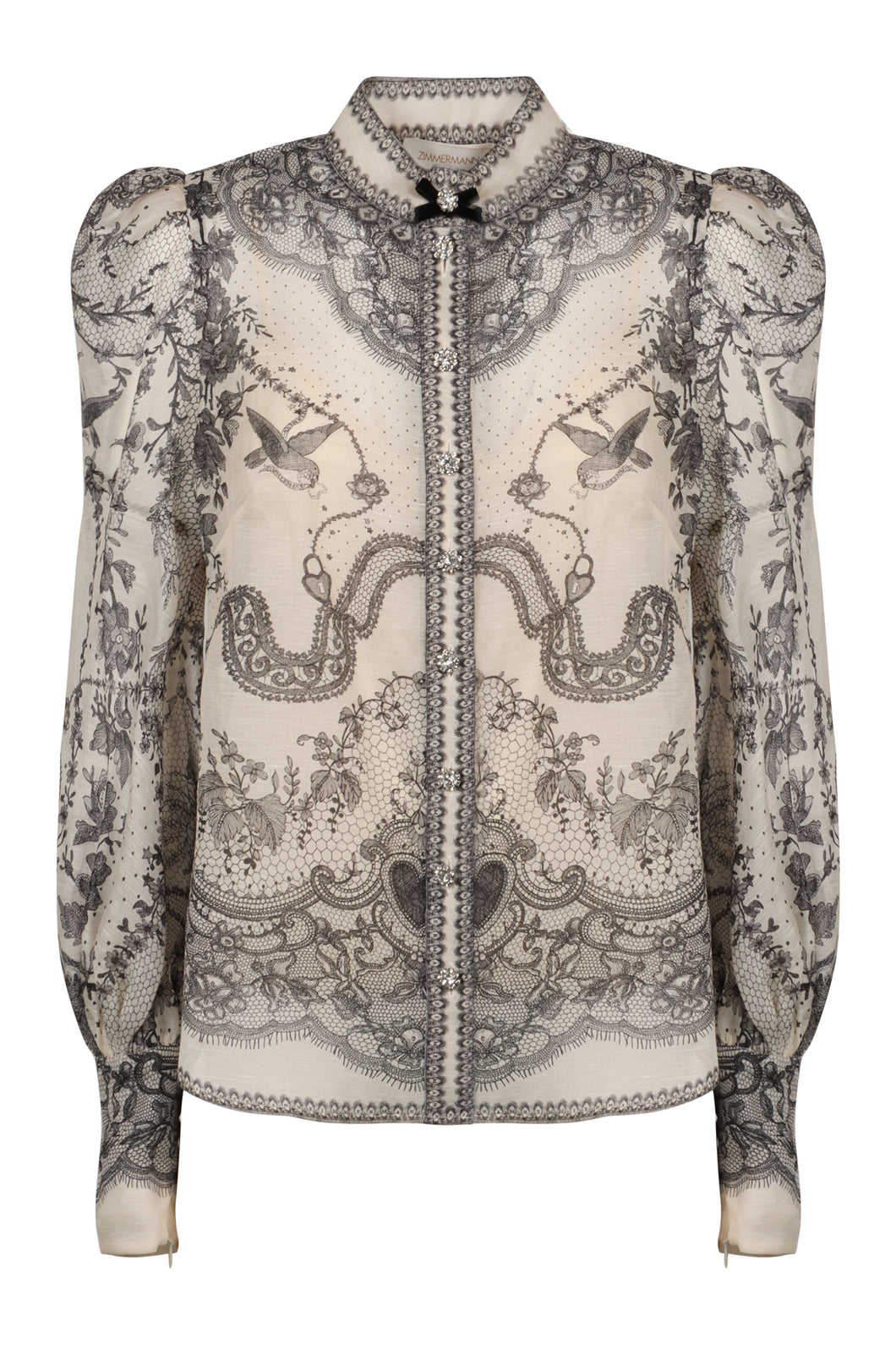 Crush printed silk blouse