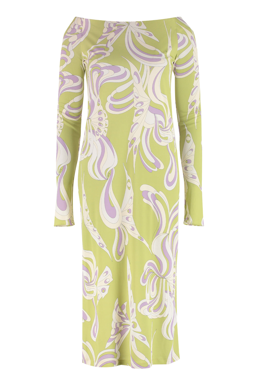 Printed jersey sheath-dress