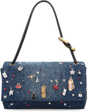 Load image into Gallery viewer, The large double bag in denim Trinket Charm
