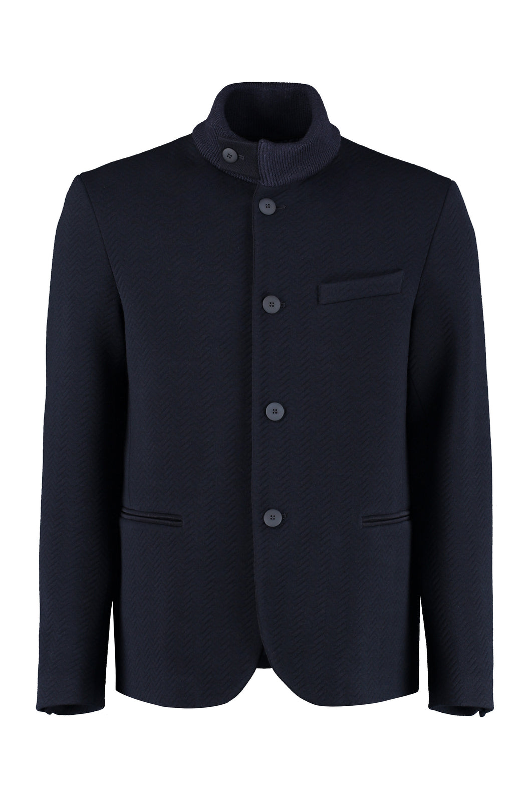 Quilted single-breasted wool jacket