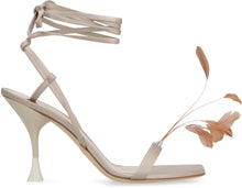 Load image into Gallery viewer, Kimi feather detail satin sandals
