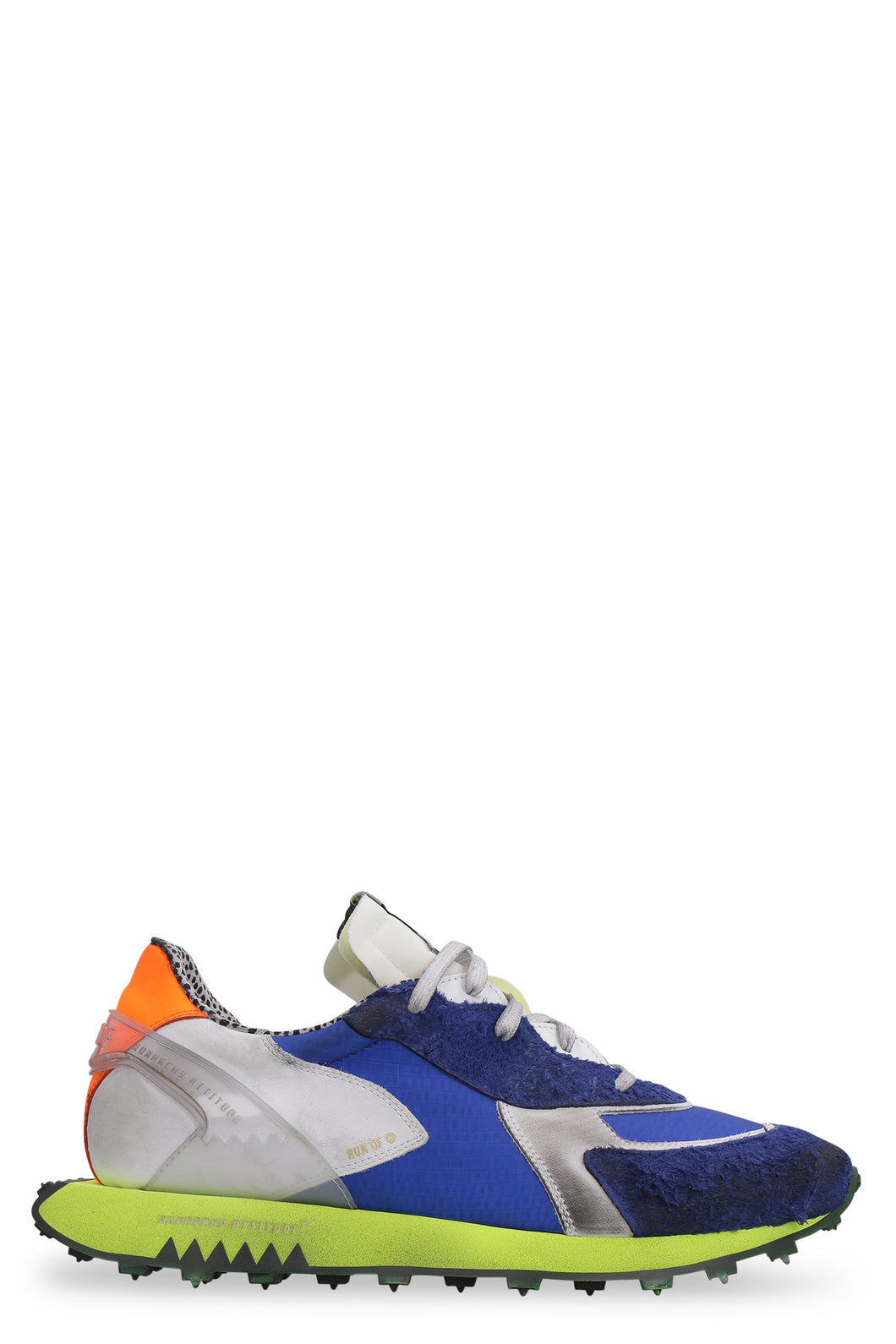 Leather and fabric low-top sneakers