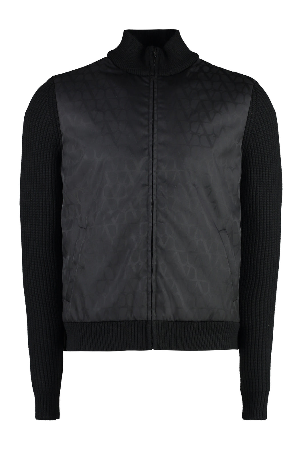 High collar zipped cardigan