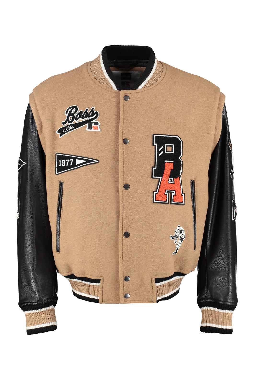 BOSS x Russell Athletic - Wool bomber jacket with patch