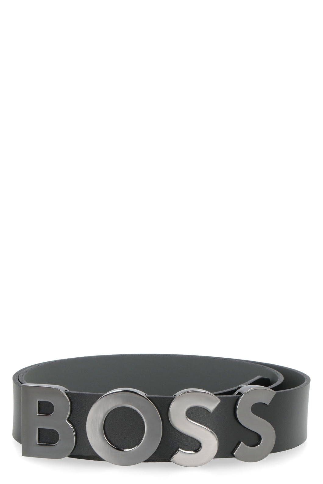 Logo buckle leather belt