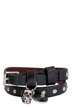 Load image into Gallery viewer, Leather bracelet with medallion and skull
