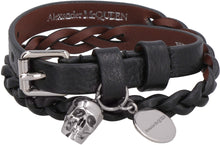 Load image into Gallery viewer, Leather bracelet with medallion and skull
