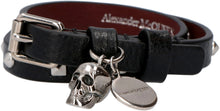Load image into Gallery viewer, Leather bracelet with metal logo pendant and skull
