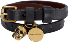 Load image into Gallery viewer, Leather bracelet with medallion and skull
