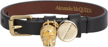Load image into Gallery viewer, Leather bracelet with medallion and skull
