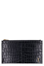 Load image into Gallery viewer, Logo detail flat leather pouch
