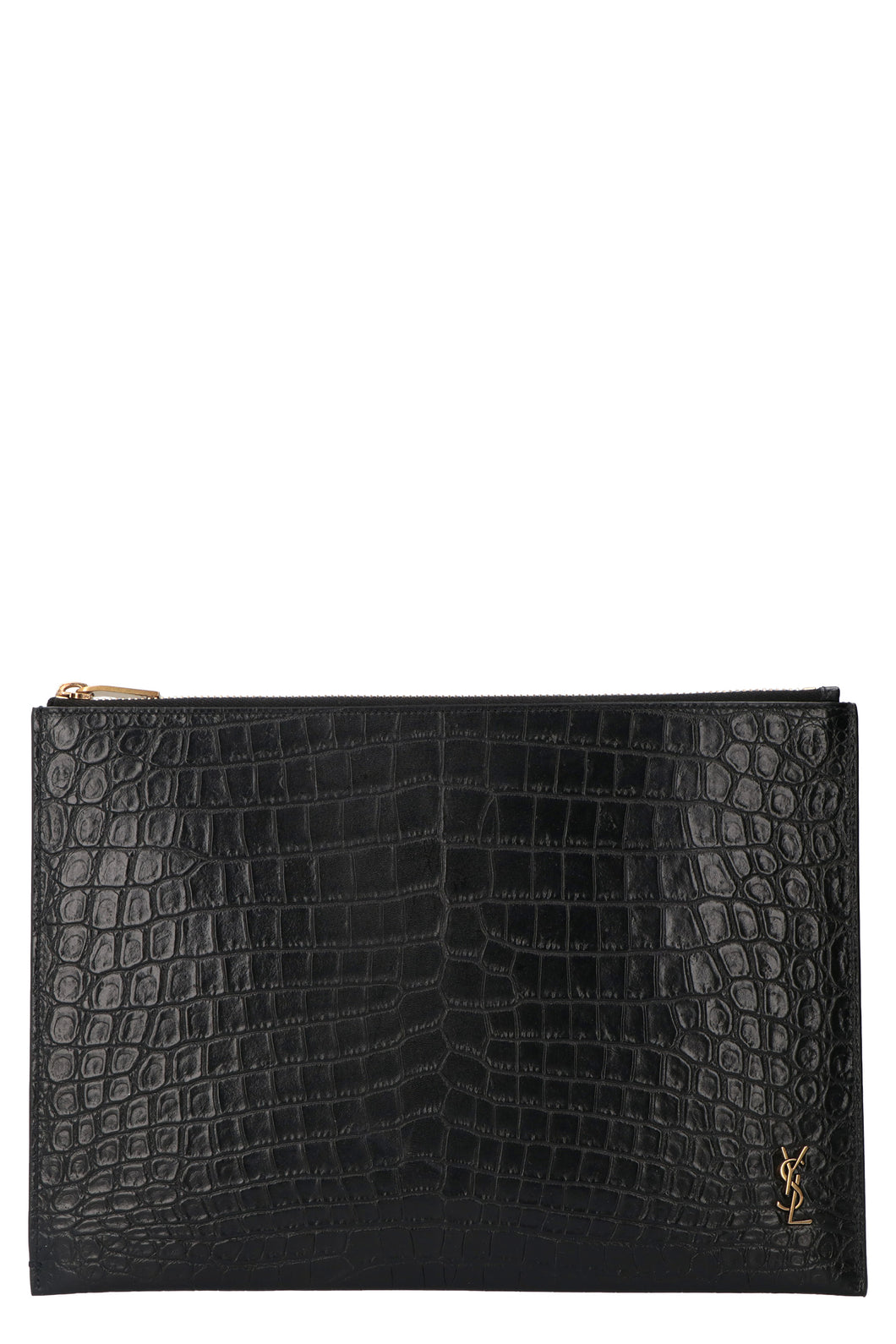 Printed leather flat pouch
