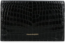 Load image into Gallery viewer, Skull croco-print leather clutch
