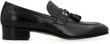 Load image into Gallery viewer, Web detail leather loafers
