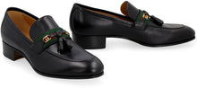 Load image into Gallery viewer, Web detail leather loafers
