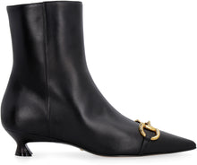 Load image into Gallery viewer, Leather pointy-toe ankle-boots
