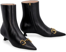 Load image into Gallery viewer, Leather pointy-toe ankle-boots
