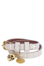 Load image into Gallery viewer, Skull logo plate leather bracelet
